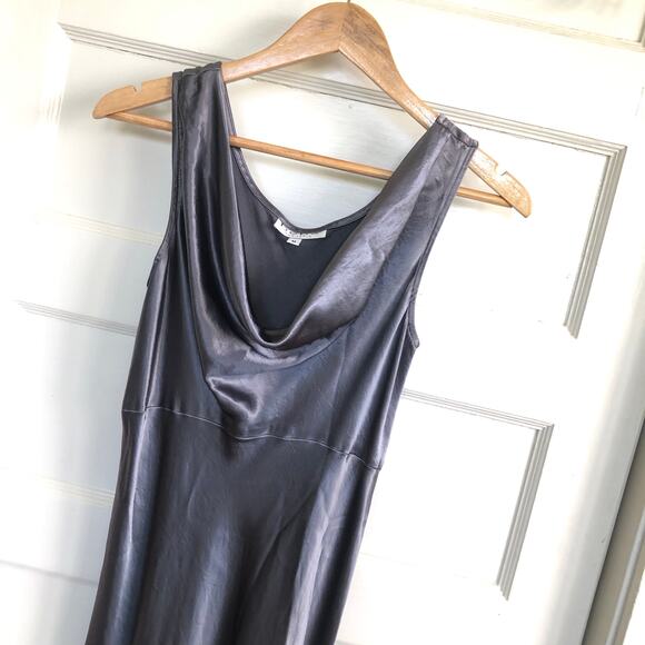 Vintage Bebe Moda Charcoal Silky Cowl Neck Maxi Gown Size 8 Made in USA 90s - Picture 3 of 11